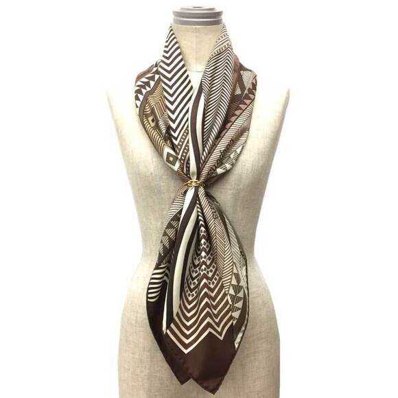 HERMES Brown Silk Scarf - Picture 2 of 3